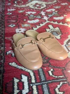 J. Crew Tan Leather Horsebit Backless Loafers
